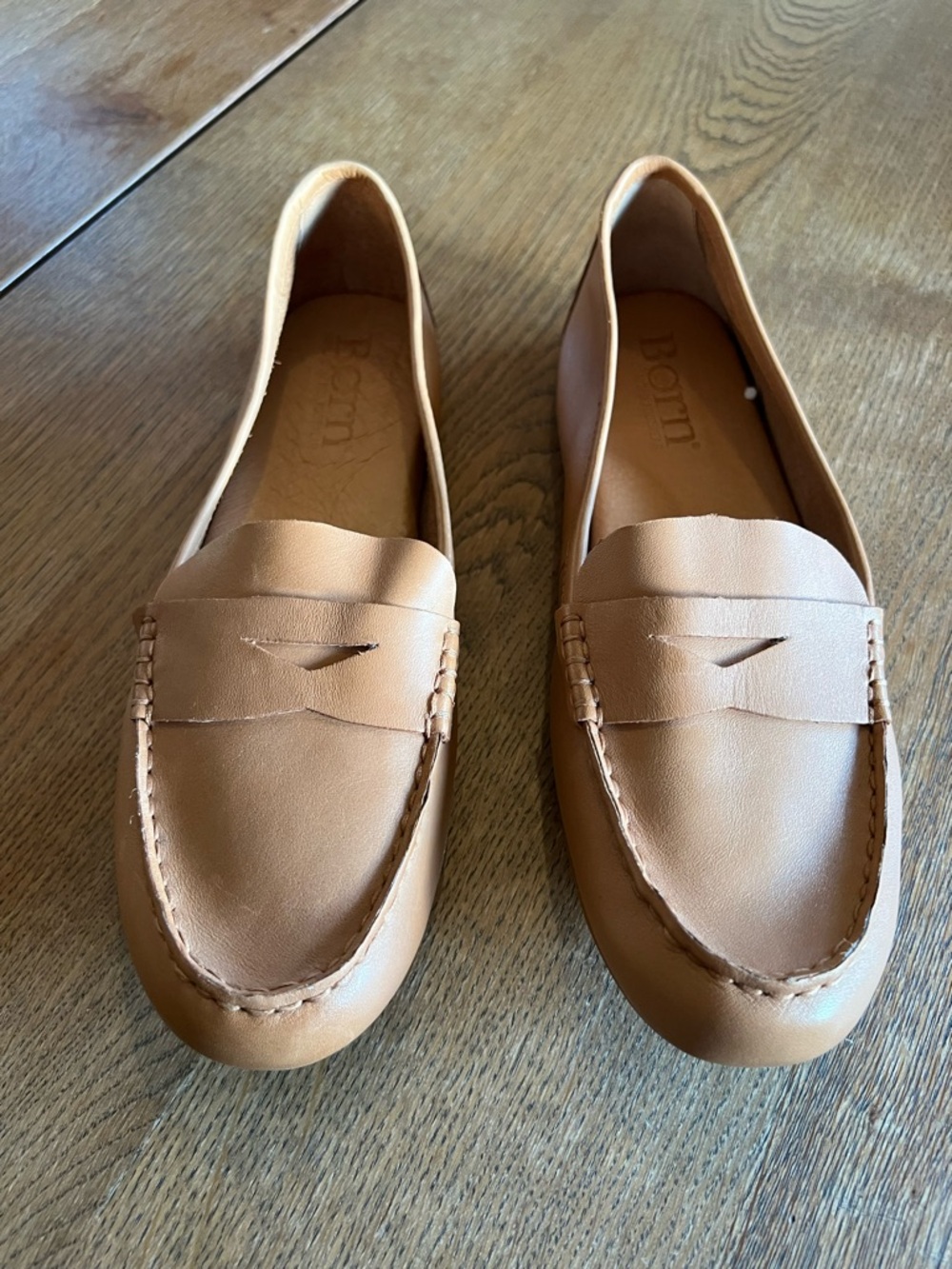 Born Leather Penny Loafers in Light Tan